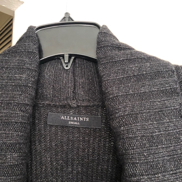 All Saints Charcoal Grey Open Shoulder Cardigan - Picture 4 of 8
